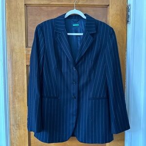 Vintage Benetton navy pinstripe wool blazer